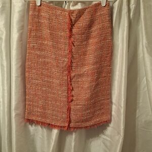New York & Company Orange Tweed Pencil Skirt 0